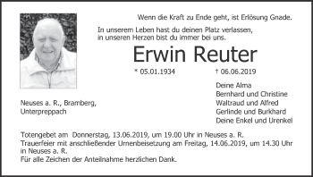 Anzeige von Erwin Reuter von MGO