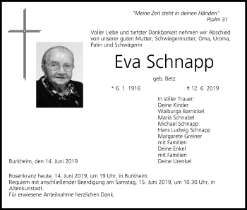 Anzeige von Eva Schnapp von MGO