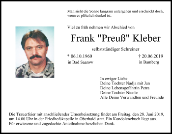 Anzeige von Frank Kleber von MGO