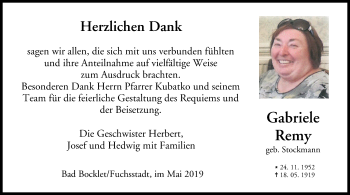 Anzeige von Gabriele Remy von MGO