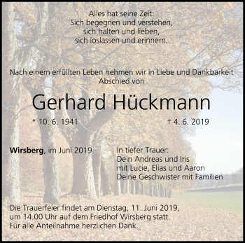 Anzeige von Gerhard Hückmann von MGO