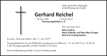 Anzeige von Gerhard Reichel von MGO