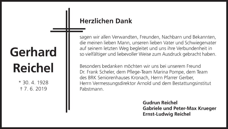 Traueranzeige für Gerhard Reichel vom 22.06.2019 aus MGO