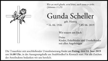 Anzeige von Gunda Scheller von MGO