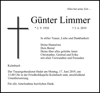 Anzeige von Günter Limmer von MGO
