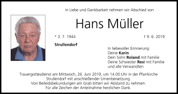 Anzeige von Hans Müller von MGO