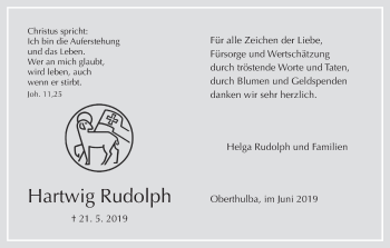 Anzeige von Hartwig Rudolph von MGO