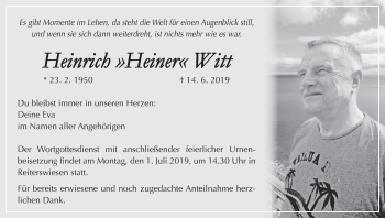 Anzeige von Heinrich Witt von MGO
