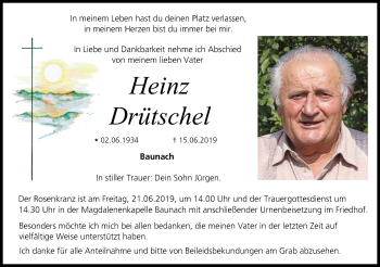 Anzeige von Heinz Drütschel von MGO