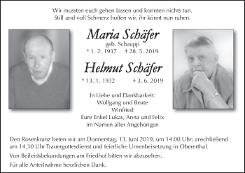 Anzeige von Helmut Schäfer von MGO