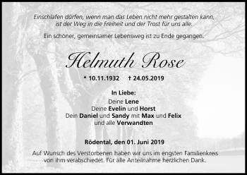 Anzeige von Helmuth Rose von MGO