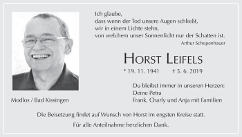 Anzeige von Horst Leifels von MGO