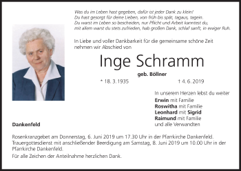 Anzeige von Inge Schramm von MGO