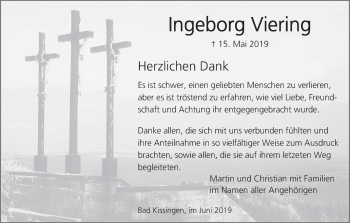 Anzeige von Ingeborg Viering von MGO