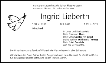 Anzeige von Ingrid Lieberth von MGO