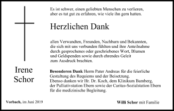 Anzeige von Irene Schor von MGO