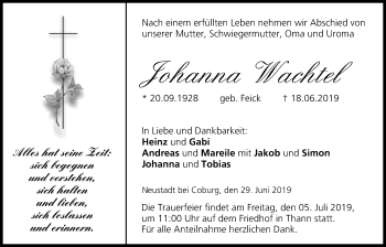 Anzeige von Johanna Wachtel von MGO