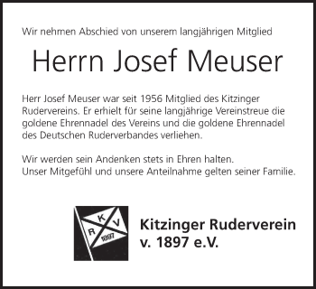 Anzeige von Josef Meuser von MGO