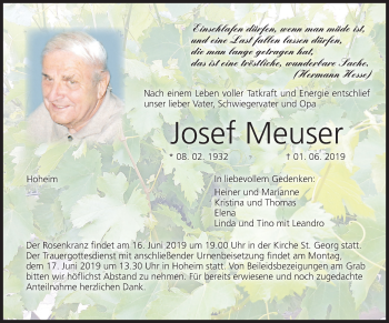 Anzeige von Josef Meuser von MGO