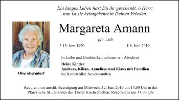 Anzeige von Margareta Amann von MGO