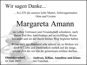 Anzeige von Margareta Amann von MGO