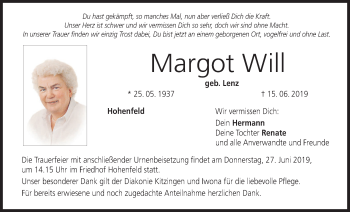 Anzeige von Margot Will von MGO