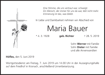 Anzeige von Maria Bauer von MGO