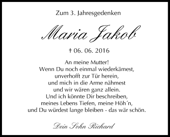 Anzeige von Maria Jakob von MGO