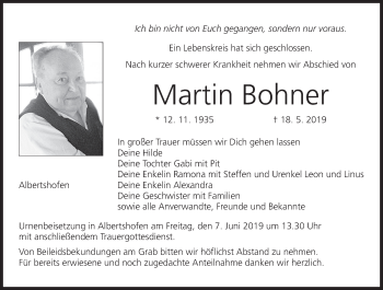 Anzeige von Martin Bohner von MGO