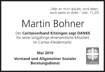 Anzeige von Martin Bohner von MGO