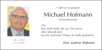 Anzeige von Michael Hofmann von MGO