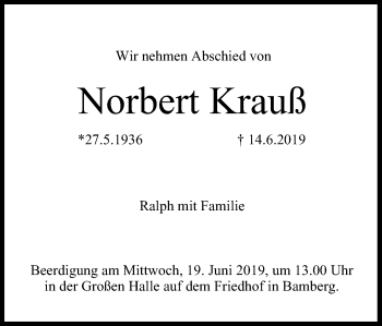 Anzeige von Norbert Krauß von MGO