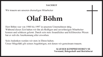 Anzeige von Olaf Böhm von MGO