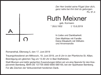 Anzeige von Ruth Meixner von MGO