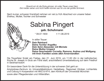 Anzeige von Sabina Pingert von MGO