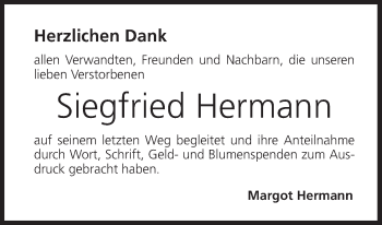 Anzeige von Siegfried Hermann von MGO