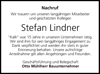 Anzeige von Stefan Lindner von MGO