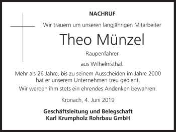Anzeige von Theo Münzel von MGO