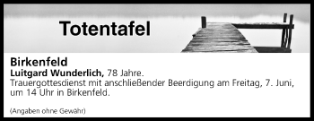 Anzeige von Totentafel vom 07.06.2019 von MGO