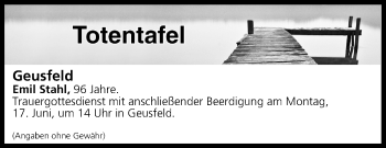 Anzeige von Totentafel vom 15.06.2019 von MGO