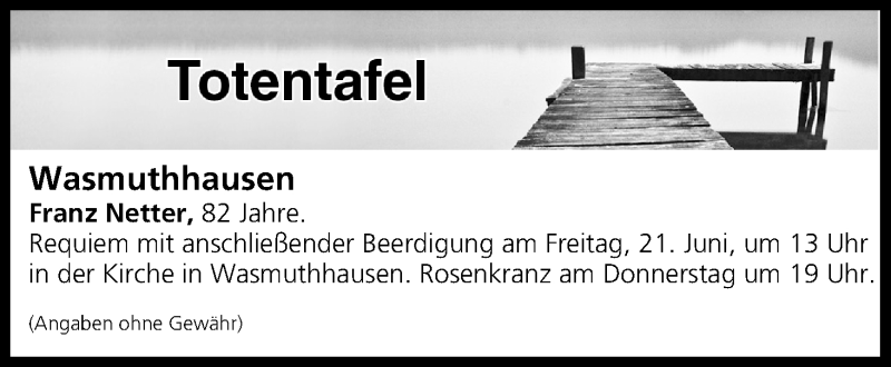  Traueranzeige für Totentafel vom 19.06.2019 vom 19.06.2019 aus MGO
