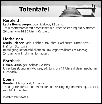 Anzeige von Totentafel vom 22.06.2019 von MGO