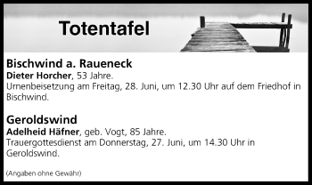 Anzeige von Totentafel vom 27.06.2019 von MGO