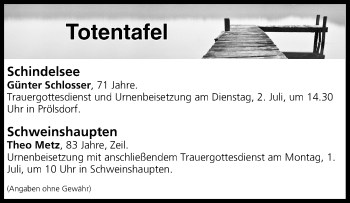 Anzeige von Totentafel vom 29.06.2019 von MGO