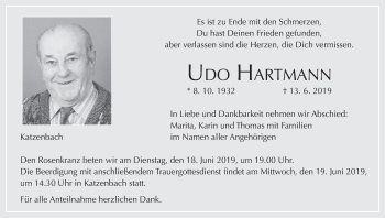Anzeige von Udo Hartmann von MGO
