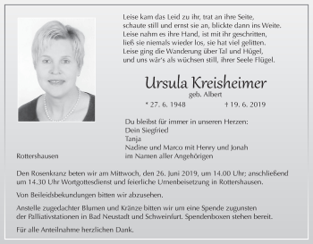 Anzeige von Ursula Kreisheimer von MGO