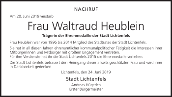 Anzeige von Waltraud Heublein von MGO