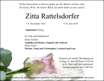 Anzeige von Zitta Rattelsdorfer von MGO