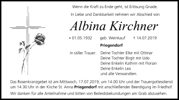 Anzeige von Albina Kirchner von MGO