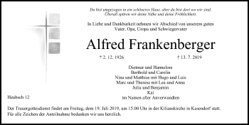 Anzeige von Alfred Frankenberger von MGO